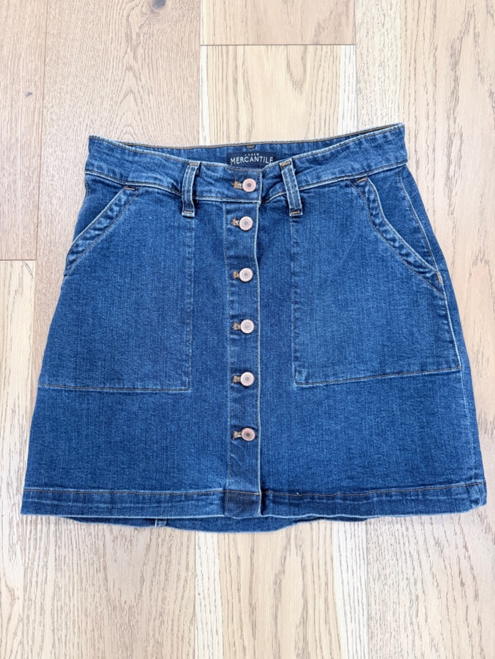 J. Crew Mercantile Blue Denim Button-Front A-Line Skirt